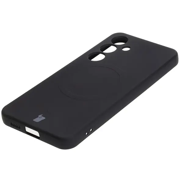 Silikonowe etui z pierścieniem magnetycznym Bizon Case Silicone Magnetic do Samsung Galaxy S25 / S24 czarne