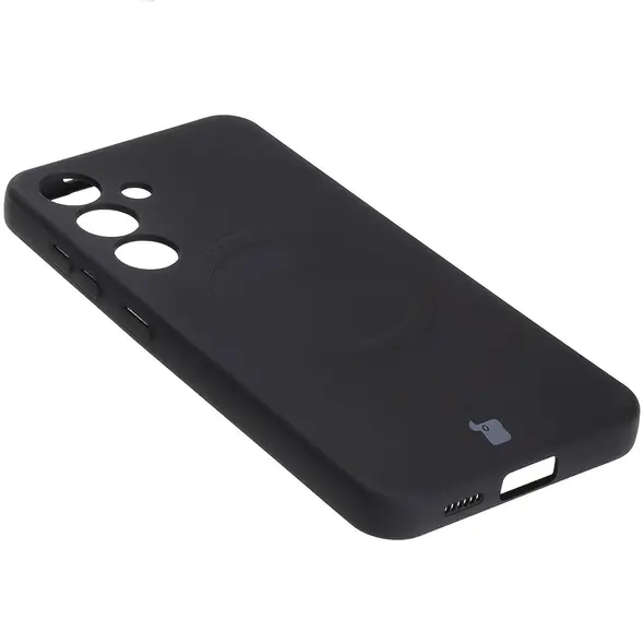 Silikonowe etui z pierścieniem magnetycznym Bizon Case Silicone Magnetic do Samsung Galaxy S25 / S24 czarne