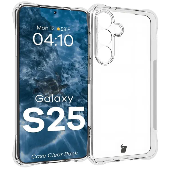 Etui + 2x szkło na ekran Bizon Case Clear Pack do Samsung Galaxy S25 przezroczyste
