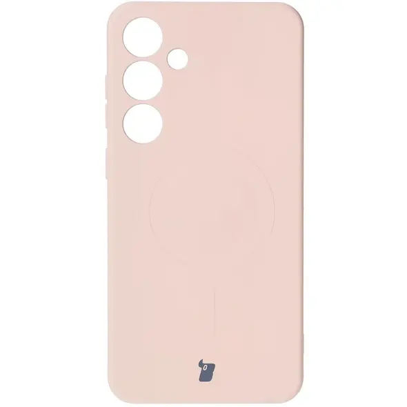 Silikonowe etui z pierścieniem magnetycznym Bizon Case Silicone Magnetic do Samsung Galaxy S25+ Plus / S24+ Plus jasnoróżowe