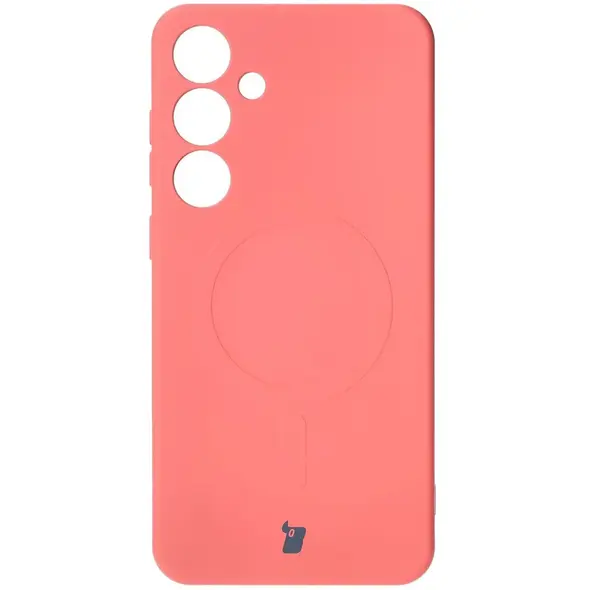 Silikonowe etui z pierścieniem magnetycznym Bizon Case Silicone Magnetic do Samsung Galaxy S25+ Plus / S24+ Plus brudnoróżowe