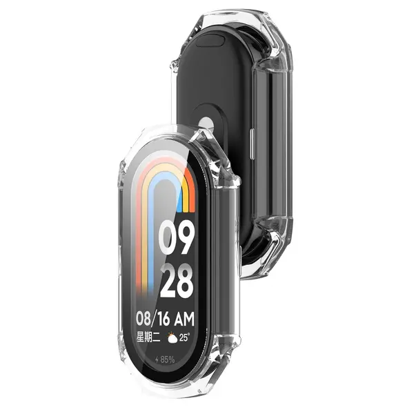 Etui ze szkłem do zegarka Bizon Case+Glass Watch do Xiaomi Smart Band 9 przeźroczyste