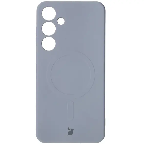 Silikonowe etui z pierścieniem magnetycznym Bizon Case Silicone Magnetic do Samsung Galaxy S25+ Plus / S24+ Plus szare