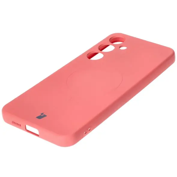 Silikonowe etui z pierścieniem magnetycznym Bizon Case Silicone Magnetic do Samsung Galaxy S25+ Plus / S24+ Plus brudnoróżowe