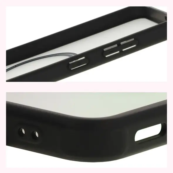 Etui z pierścieniem magnetycznym Bizon Case MatteO do Samsung Galaxy S25 półprzezroczyste z czarną ramką