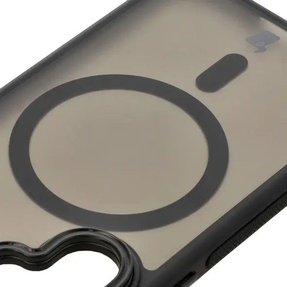 Etui z podstawką i pierścieniem magnetycznym Bizon Case Eclipse do Samsung Galaxy S25 przydymione z czarną ramką