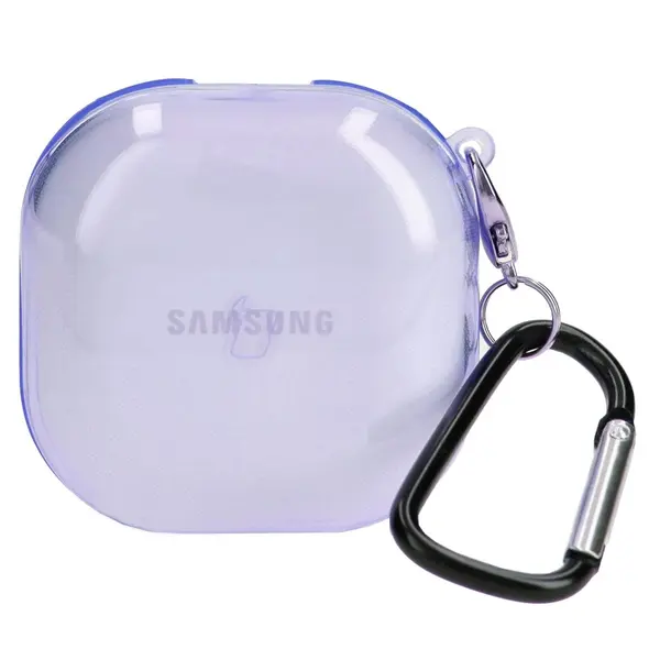 Etui Bizon Case Headphone Clear do Samsung Galaxy Buds Live / Pro / Buds2 / Buds2 Pro / Buds FE przezroczysto-fioletowe