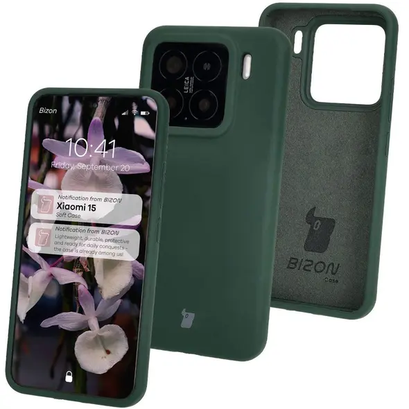 Silikonowe etui Bizon Soft Case do Xiaomi 15 ciemnozielone