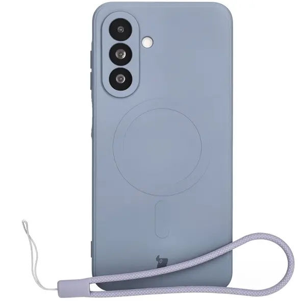 Silikonowe etui z pierścieniem magnetycznym Bizon Case Silicone Magnetic Sq do Samsung Galaxy A26 5G szare
