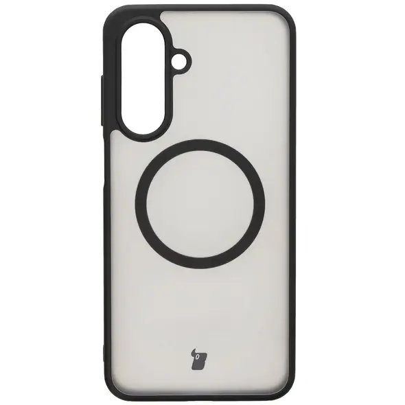 Etui z pierścieniem magnetycznym Bizon Case MatteO do Samsung Galaxy A26 5G półprzezroczyste z czarną ramką