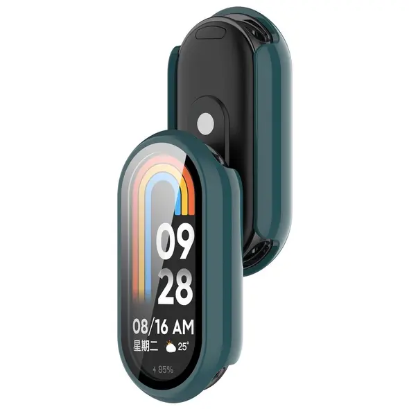 Etui ze szkłem do zegarka Bizon Case+Glass Watch do Xiaomi Smart Band 10 ciemnozielone