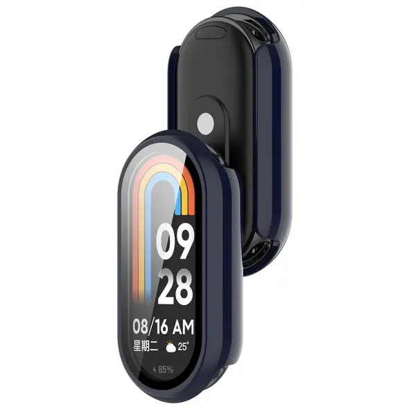 Etui ze szkłem do zegarka Bizon Case+Glass Watch do Xiaomi Smart Band 10 niebieskie