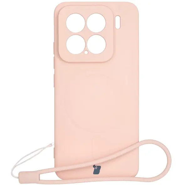 Silikonowe etui z pierścieniem magnetycznym Bizon Case Silicone Magnetic Sq do Xiaomi 15 jasnoróżowe