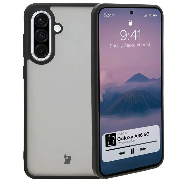 Etui Bizon Case Angelo do Samsung Galaxy A36 5G przydymione z czarną ramką