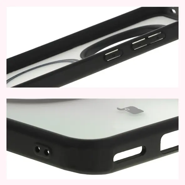 Etui z pierścieniem magnetycznym Bizon Case MatteO do Samsung Galaxy A26 5G półprzezroczyste z czarną ramką