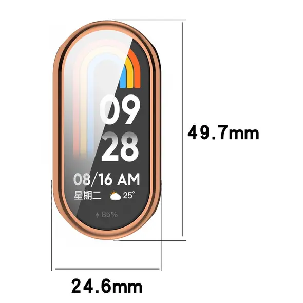 Etui z osłoną ekranu Bizon Case Watch Felipe do Xiaomi Smart Band 9 różowozłote