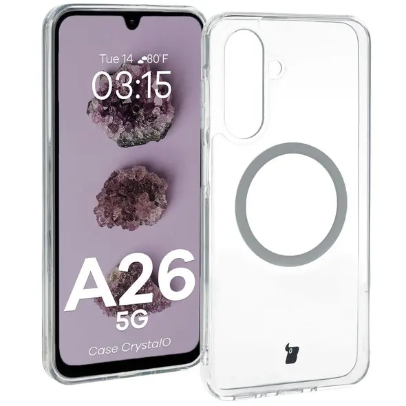 Etui z pierścieniem magnetycznym Bizon Case CrystalO do Samsung Galaxy A26 5G przezroczyste