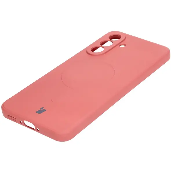 Silikonowe etui z pierścieniem magnetycznym Bizon Case Silicone Magnetic Sq do Samsung Galaxy A36 5G brudnoróżowe