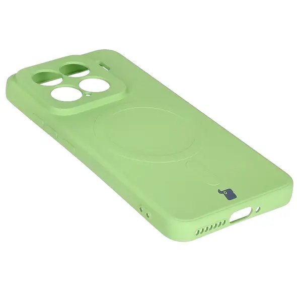 Silikonowe etui z pierścieniem magnetycznym Bizon Case Silicone Magnetic Sq do Xiaomi 15 jasnozielone