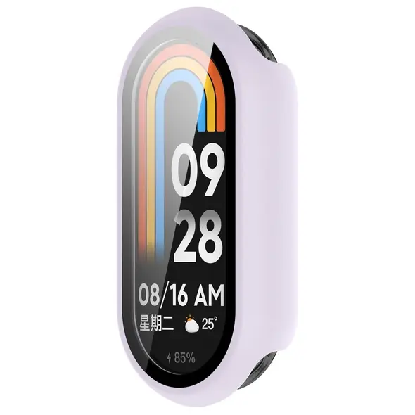 Etui ze szkłem do zegarka Bizon Case+Glass Watch do Xiaomi Smart Band 10 jasnofioletowe