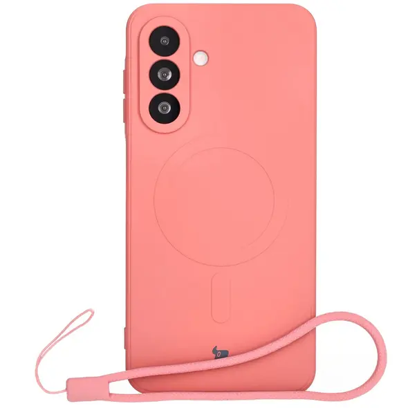 Silikonowe etui z pierścieniem magnetycznym Bizon Case Silicone Magnetic Sq do Samsung Galaxy A26 5G brudnoróżowe