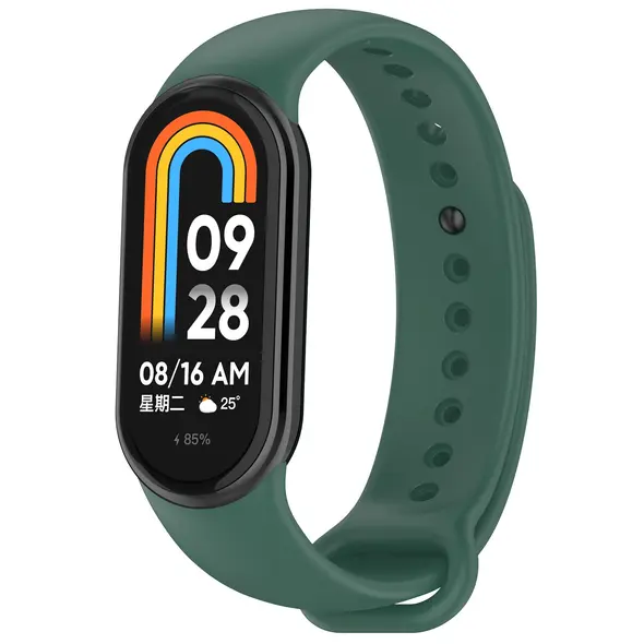 Silikonowy pasek Bizon Strap Watch Silicone do Xiaomi Smart Band 9 / 9 NFC / 8 ciemnozielony