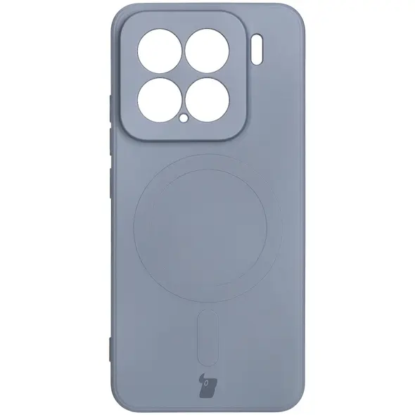Silikonowe etui z pierścieniem magnetycznym Bizon Case Silicone Magnetic Sq do Xiaomi 15 szare