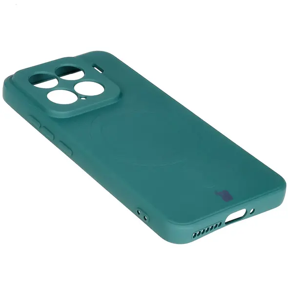 Silikonowe etui z pierścieniem magnetycznym Bizon Case Silicone Magnetic Sq do Xiaomi 15 ciemnozielone