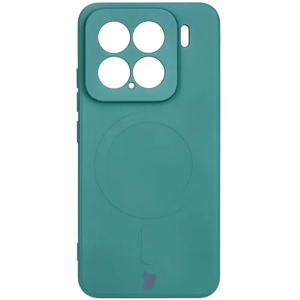 Silikonowe etui z pierścieniem magnetycznym Bizon Case Silicone Magnetic Sq do Xiaomi 15 ciemnozielone