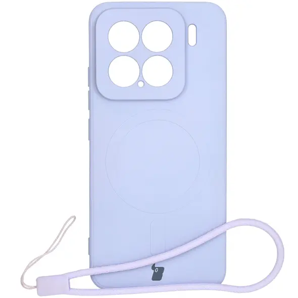 Silikonowe etui z pierścieniem magnetycznym Bizon Case Silicone Magnetic Sq do Xiaomi 15 jasnofioletowe
