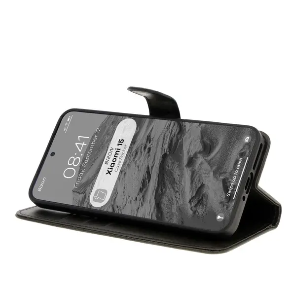 Etui z klapką Bizon Case Pocket do Xiaomi 15 czarne