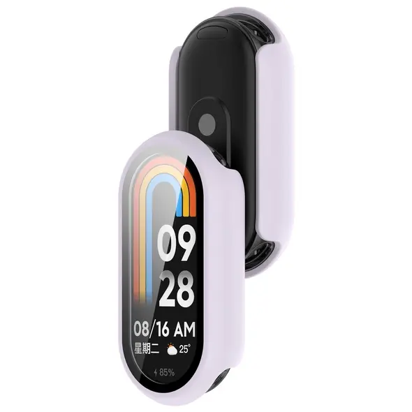 Etui ze szkłem do zegarka Bizon Case+Glass Watch do Xiaomi Smart Band 10 jasnofioletowe
