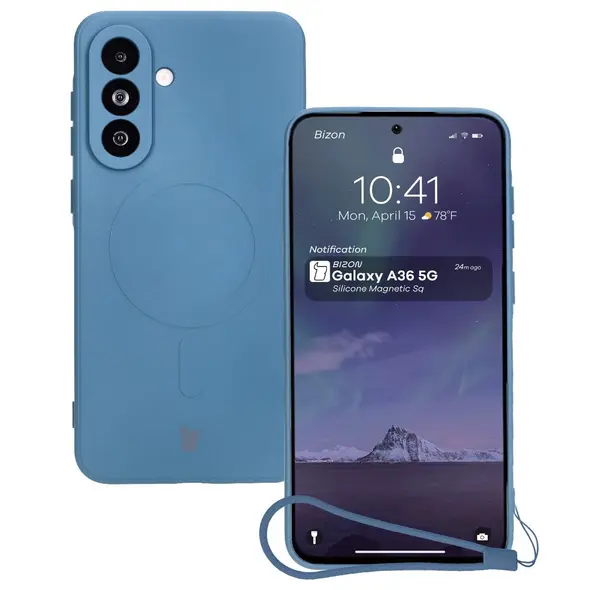 Silikonowe etui z pierścieniem magnetycznym Bizon Case Silicone Magnetic Sq do Samsung Galaxy A36 5G granatowe