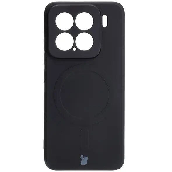 Silikonowe etui z pierścieniem magnetycznym Bizon Case Silicone Magnetic Sq do Xiaomi 15 czarne