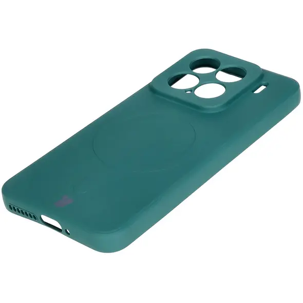 Silikonowe etui z pierścieniem magnetycznym Bizon Case Silicone Magnetic Sq do Xiaomi 15 ciemnozielone