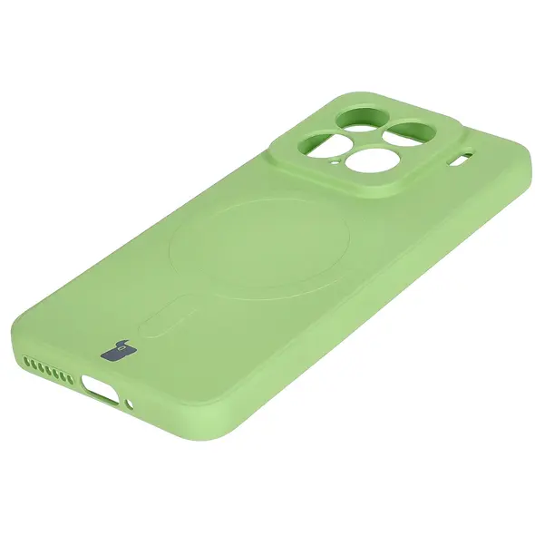 Silikonowe etui z pierścieniem magnetycznym Bizon Case Silicone Magnetic Sq do Xiaomi 15 jasnozielone