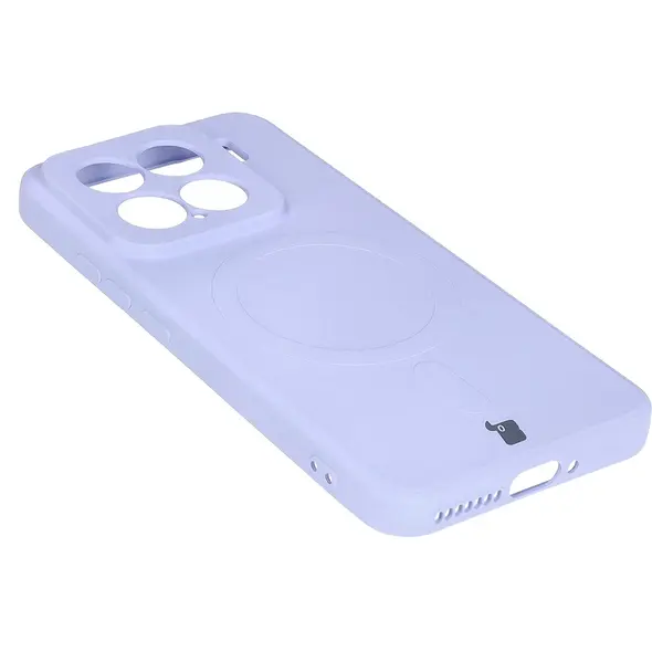 Silikonowe etui z pierścieniem magnetycznym Bizon Case Silicone Magnetic Sq do Xiaomi 15 jasnofioletowe