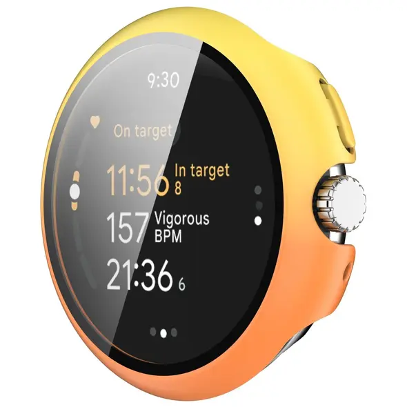 Etui ze szkłem do zegarka Bizon Case+Glass Watch do Google Pixel Watch 3 45mm żółtopomarańczowe