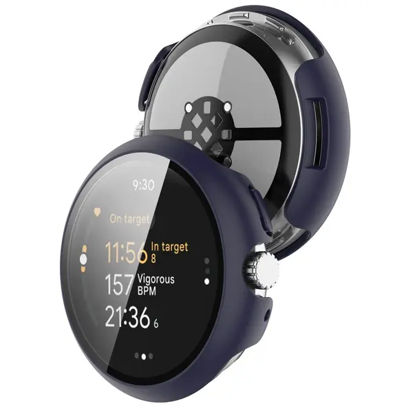Etui ze szkłem do zegarka Bizon Case+Glass Watch do Google Pixel Watch 3 41mm niebieskie