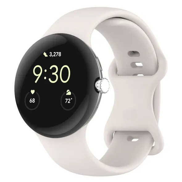 Silikonowy pasek Bizon Strap Watch Silicone do Google Pixel Watch 3 (45mm) perłowy