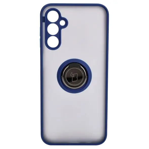 Etui z uchwytem na palec Bizon Case Hybrid Ring do Samsung Galaxy M14 5G przydymione z granatową ramką