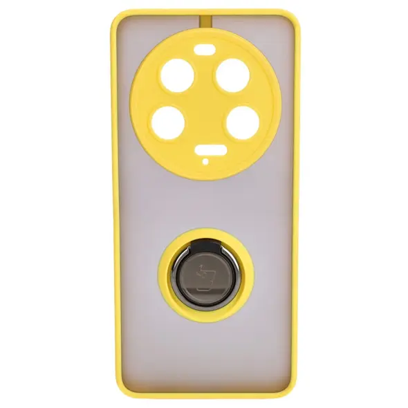 Etui z uchwytem na palec Bizon Case Hybrid Ring do Xiaomi 13 Ultra przydymione z żółtą ramką