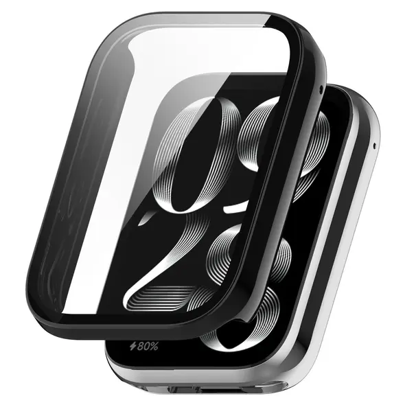 Etui ze szkłem do zegarka Bizon Case+Glass Watch do Xiaomi Mi Smart Band 9 Pro czarne