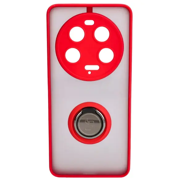 Etui z uchwytem na palec Bizon Case Hybrid Ring do Xiaomi 13 Ultra przydymione z czerwoną ramką