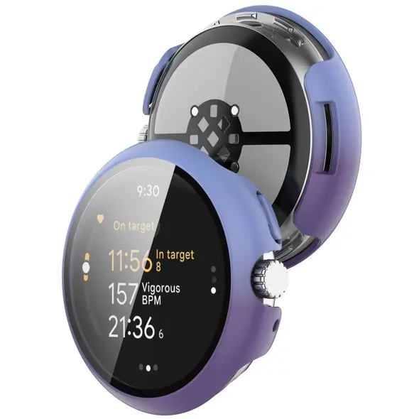 Etui ze szkłem do zegarka Bizon Case+Glass Watch do Google Pixel Watch 3 41mm niebieskofioletowe