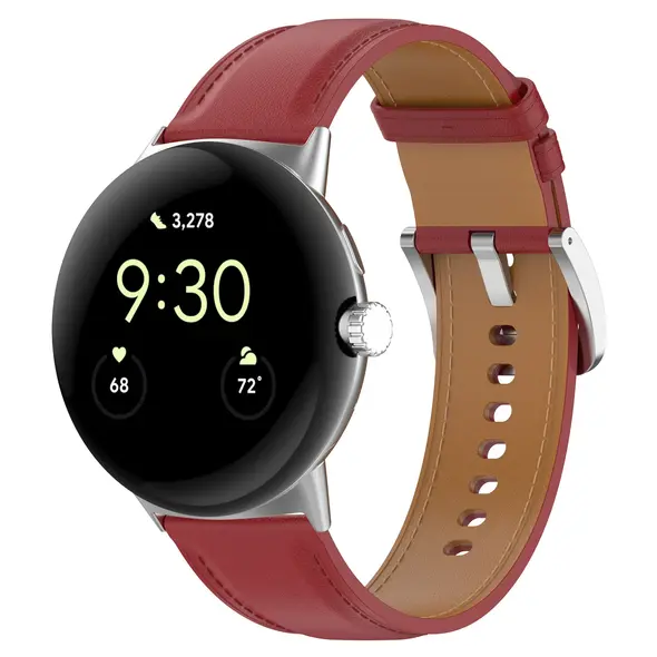 Skórzany pasek Bizon Strap Watch Casual 41 mm do Pixel Watch 3/Watch 2/Watch 1 burgundowy