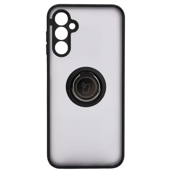 Etui z uchwytem na palec Bizon Case Hybrid Ring do Samsung Galaxy M14 5G przydymione z czarną ramką