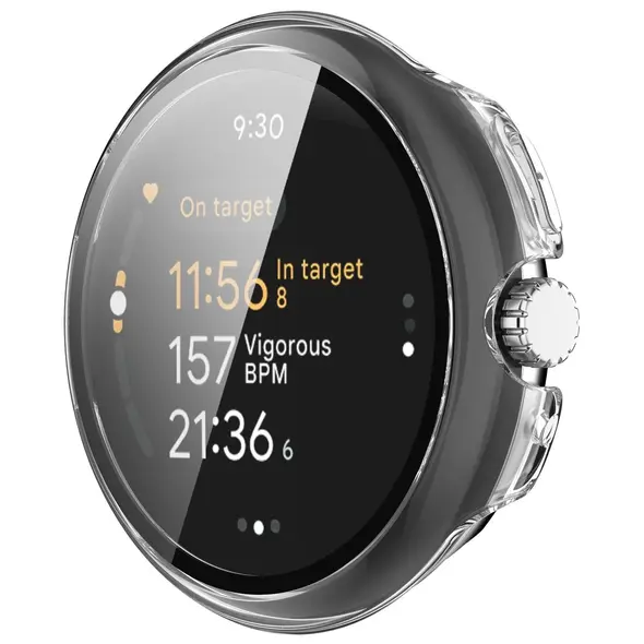 Etui ze szkłem do zegarka Bizon Case+Glass Watch do Google Pixel Watch 3 45mm przeźroczyste