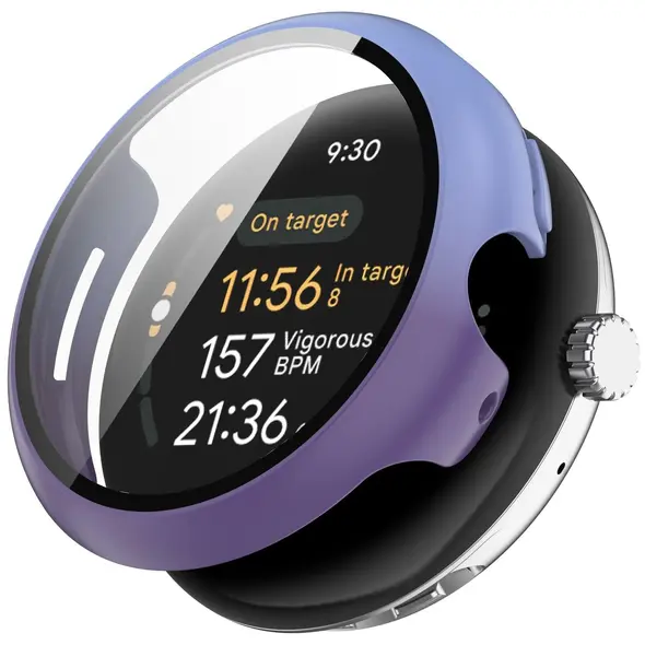 Etui ze szkłem do zegarka Bizon Case+Glass Watch do Google Pixel Watch 3 41mm niebieskofioletowe
