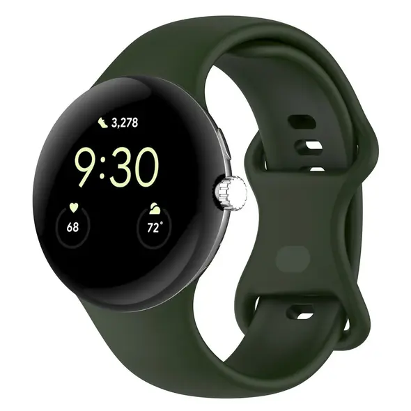 Silikonowy pasek Bizon Strap Watch Silicone do Google Pixel Watch 3 (45mm) ciemnozielony